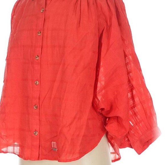 Mother Don't Lose Your Shirt Blouse Size XS 3/4 Sleeve Button Down Cotton Logo - Picture 6 of 10